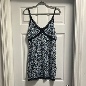 Divided Black and Blue Floral Dress